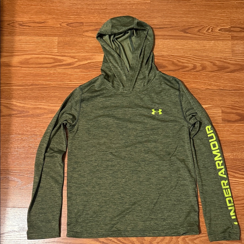 Under Armour Kids Green Hoodie with Yellow Logo